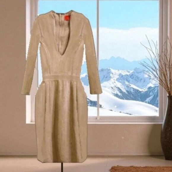 Akira Chicago Red Label Plunging Neckline Suede Dress - Picture 2 of 8